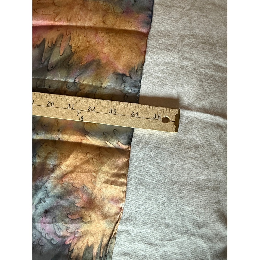 Vintage Silk Square Scarf Womens OS Multicolor Hand Painted Abstract Floral Art - Picture 7 of 10